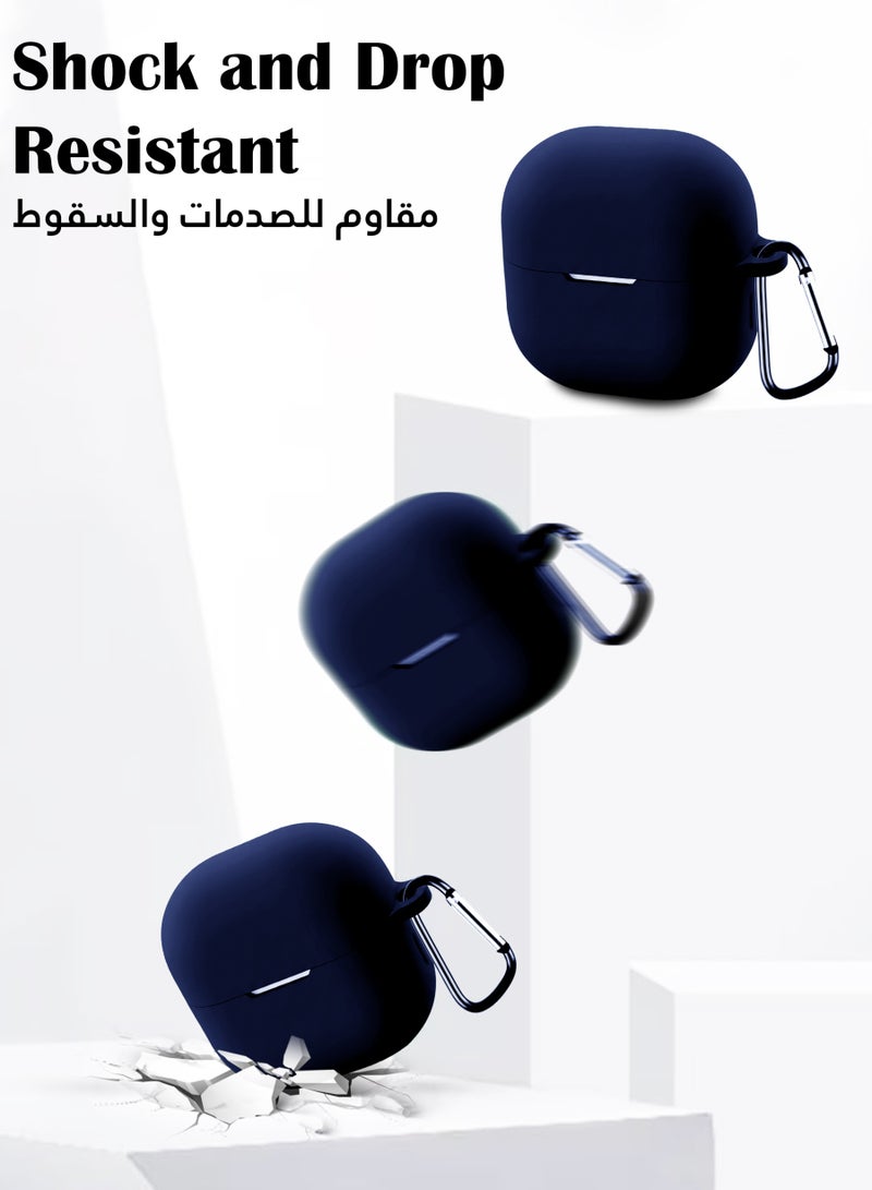 جراب سيليكون لهاتف هواوي فري كليب 2 | متوافق مع هواوي فري كليب 2 | غطاء حماية كامل مقاوم للصدمات لهاتف هواوي فري كليب 2 مع حلقة مفاتيح (لا يشمل سماعات AirPods) - أزرق داكن - Image 2